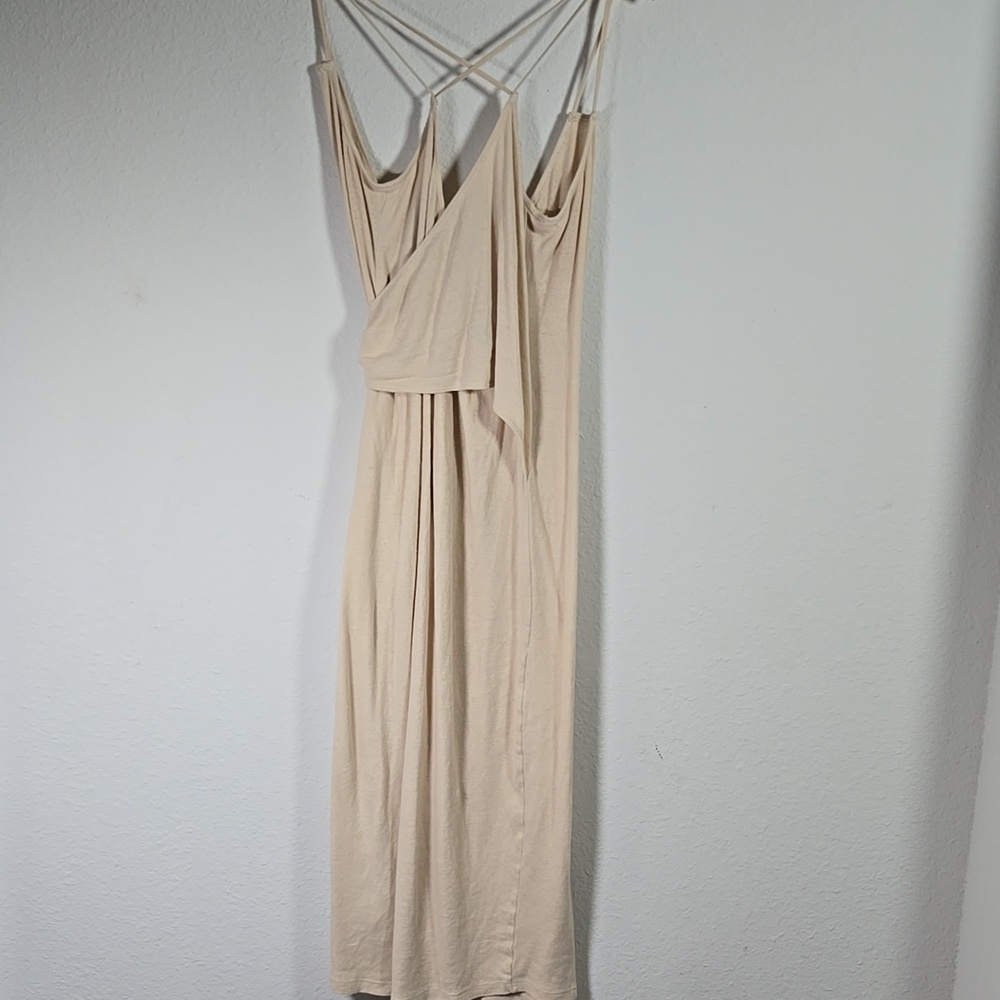 FREE PEOPLE Beach Lilo Wrap Beige Midi Dress Sz M - Picture 11 of 11